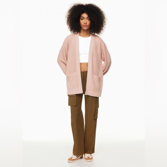 Aritzia Sz S Merino Wool Unwind Cardigan Relaxed Wilfred Free Sz Small Soft Pink - Picture 3 of 13